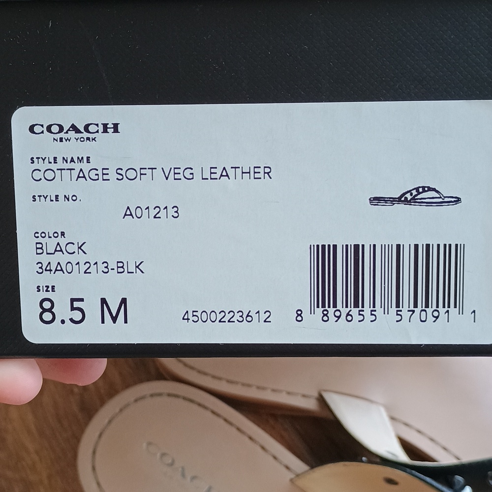 Coach Black Vegan Leather Studded Thong Sandals - Women's 8.5M - Picture 7 of 7